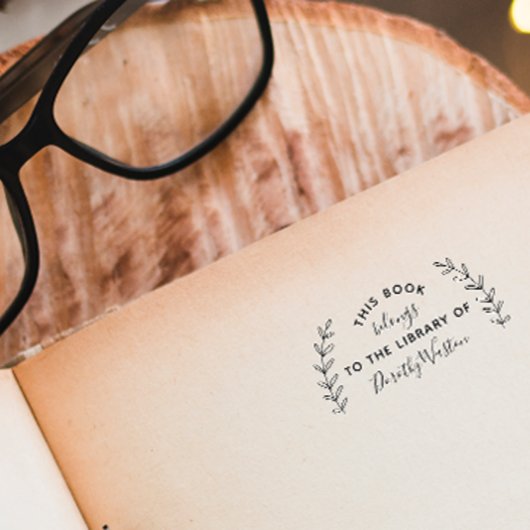 Botanische stijlvolle aangepaste bibliotheek boek  	rubberstempel