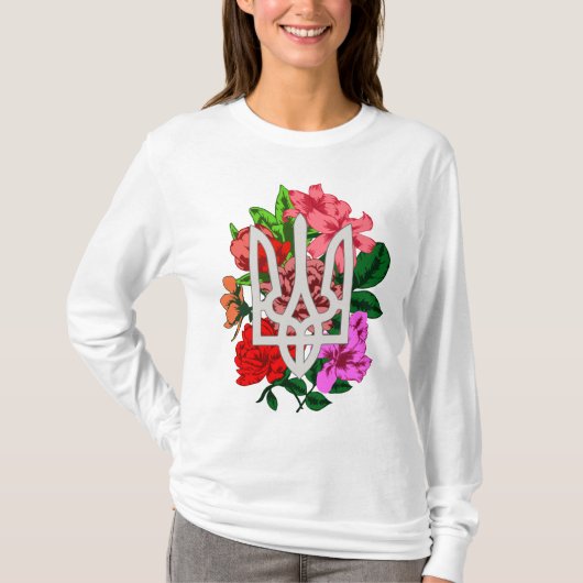 Botanische stilstand en Oekraïense trident tryzub  T-shirt (Voorkant)
