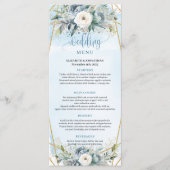 Botanische Stofblauwe Groene Frame Trouw Menu (Voorkant)