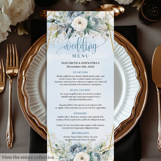 Botanische Stofblauwe Groene Frame Trouw Menu