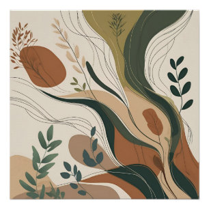 Botanische stroming – Abstracte Natuur in aardse t Perfect Poster