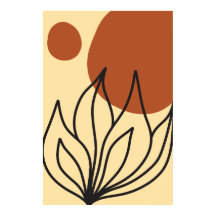 Botanische Symmetrie Abstracte lijn Art Wall Print