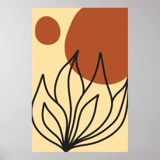 Botanische Symmetrie Abstracte lijn Art Wall Print