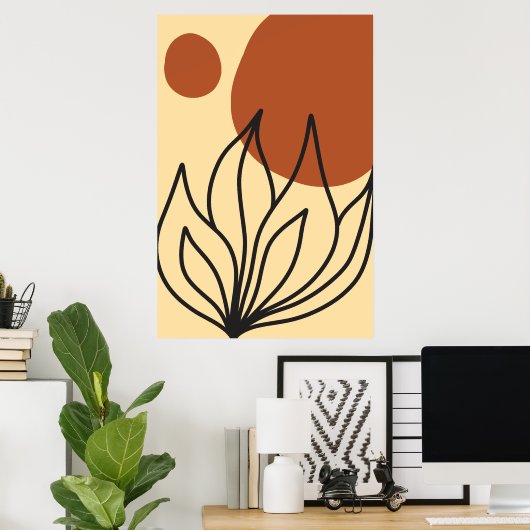 Botanische Symmetrie Abstracte Line Art Wall Print (Thuiskantoor)