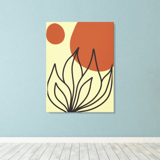 Botanische Symmetrie Abstracte Line Art Wall Print (Insitu (Houten vloer))