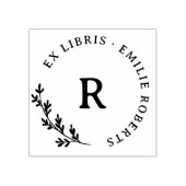 Botanische tak Initiaal ronde naam ex libris Rubberstempel (Afrduk)