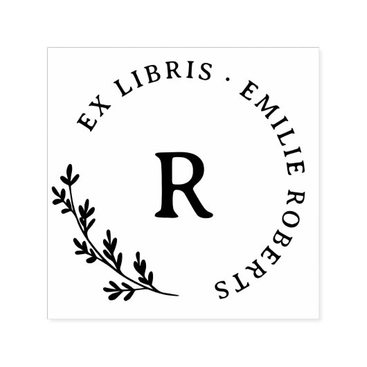 Botanische tak Initiaal ronde naam ex libris Zelfinktende Stempel (Design)