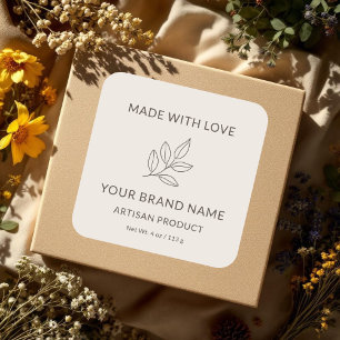 Botanische Tak Rozeroze Aangepaste Minimalistische Vierkante Sticker