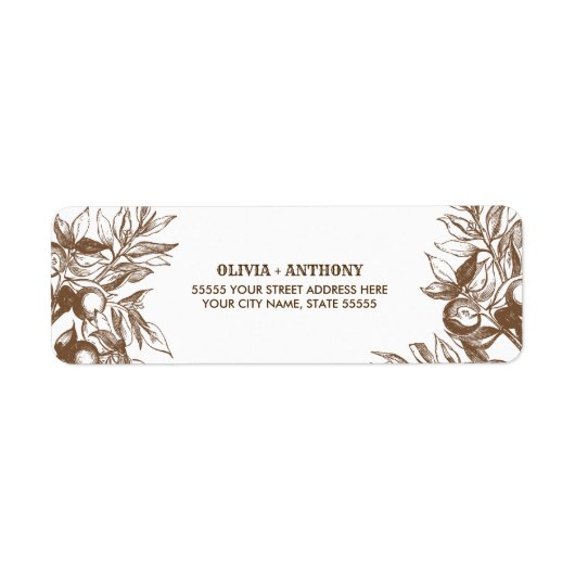 Botanische tekening Rustic Return Address Label (Voorkant)