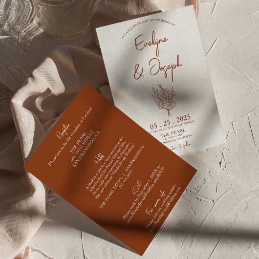 Botanische Terracotta Bloemen Alles In Een Bruilof Kaart