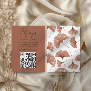 Botanische Terracotta Ginkgo Leaf Wedding RSVP Kaa Kaartje