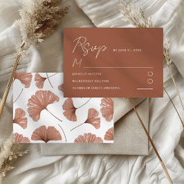 Botanische Terracotta Ginkgo Leaf Wedding RSVP Kaa Kaartje