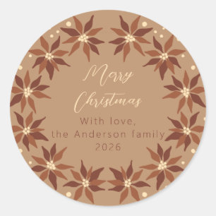 Botanische terracotta Kerstmis familienaam Ronde Sticker