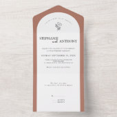 Botanische terracotta Wildflower Arch Wedding All In One Uitnodiging (Binnen)