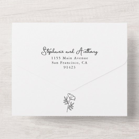 Botanische terracotta Wildflower Arch Wedding All In One Uitnodiging (Achterkant)