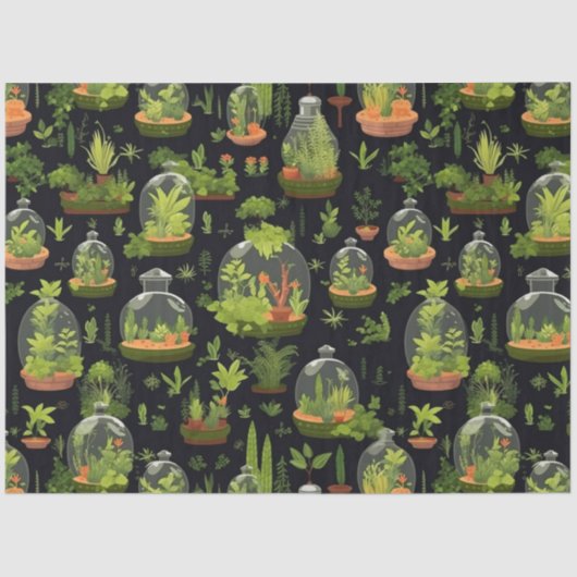 Botanische Terrariums op zwart tissuepapier (Voorkant)