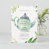 Botanische thee-bridale doucheuitnodiging kaart (Staand voorkant)