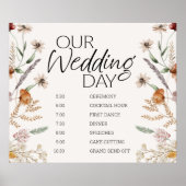botanische tiny Floral Wedding Schedule Poster (Voorkant)