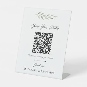 Botanische Trouw QR Code Deel je Foto's Reclamebord Met Voetstuk