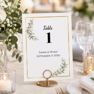 Botanische Trouwtafel Nummerkaart Kaart
