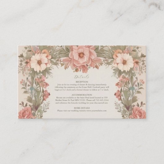 Botanische tuin Art Nouveau bruiloft Informatiekaartje (Voorkant)