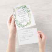 Botanische Tuin Bladeren Groene Huwelijk All In One Uitnodiging (Afscheurbaar)