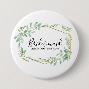 Botanische Tuin Bladeren Groene Huwelijksdecoratie Ronde Button 7,6 Cm