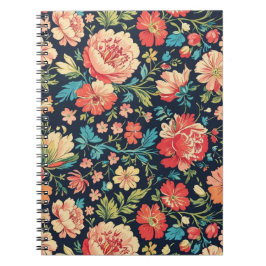 botanische tuin bloemenpatroon-blauw notitieboek