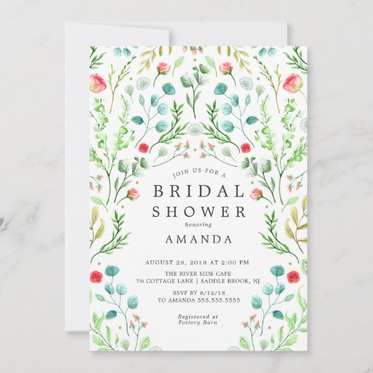 Botanische Tuin Bruids Douche Uitnodiging (Voorkant)