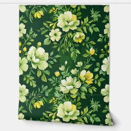 Botanische Tuin Groene Bloemschil en Stok Behang