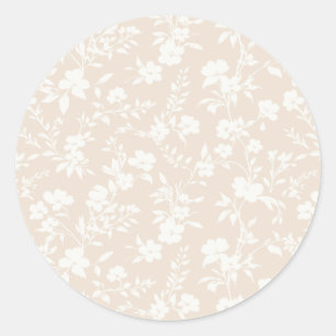 Botanische Tuin Neutraal - Zachte Linnen Ronde Sticker