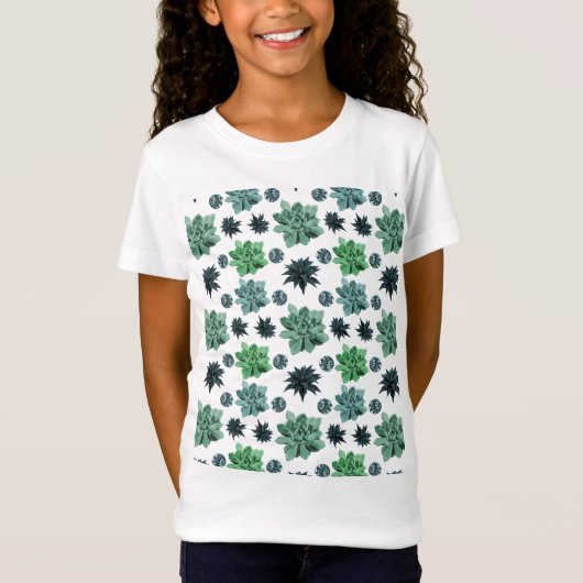 Botanische tuin Schattige Blauwgroen vetpatroon T-shirt (Voorkant)