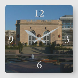 Botanische tuinen met Kerstmis in Washington DC Vierkante Klok