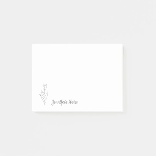 Botanische Tulp lijn Art Bloem Post-it® Notes (Voorkant)