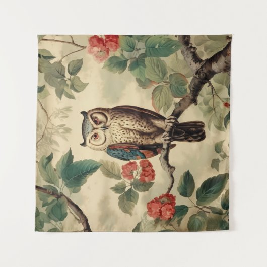  botanische uil in het bos wandkleed (Voorkant)
