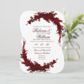 Botanische uitnodiging voor donkere rode en witte  (Staand voorkant)