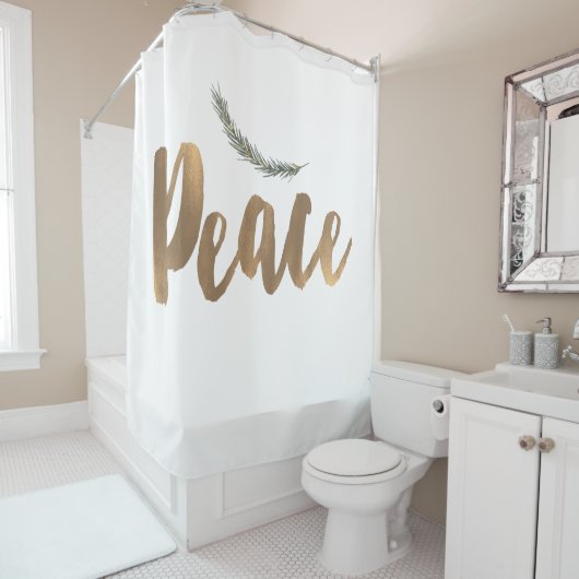 Botanische Vakantievak Pine Rustic Gold Douchegordijn (In situ)