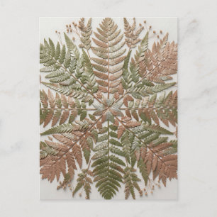 Botanische varen groene koper geperste bladeren briefkaart
