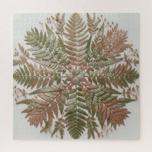 Botanische varen groene koper geperste bladeren legpuzzel