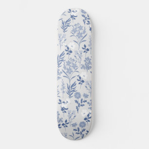 Botanische verf met blauwe bloemen skateboard