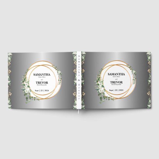 Botanische vergulde gouden ringen en gebladerte ga gastenboek (Volledig)