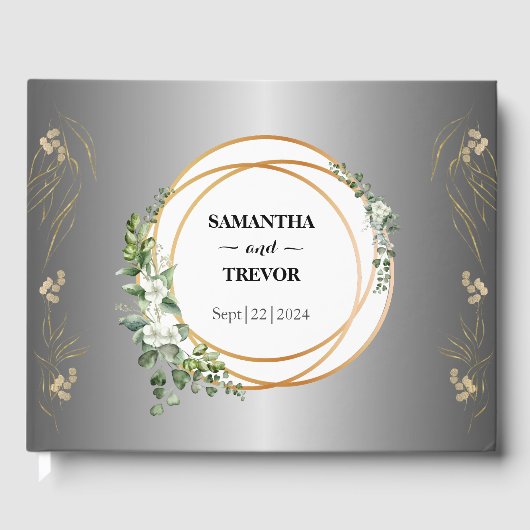 Botanische Vergulde Gouden Ringen & Gebladerte Gastenboek (Voorkant)