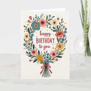 Botanische verjaardagsillustratiekaart kaart