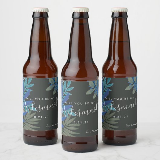 Botanische vibe zal je mijn bruidsmeisje bruiloft  bier etiket (Flessen)