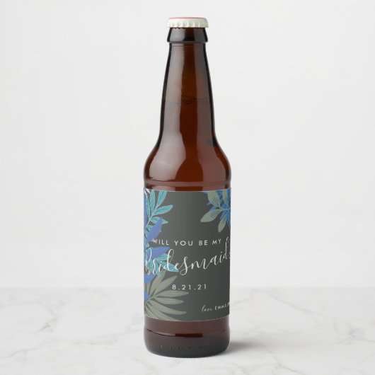 Botanische vibe zal je mijn bruidsmeisje bruiloft  bier etiket (Voorkant)