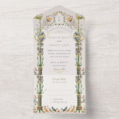 Botanische Victoriaans Bliss Bruiloft Geperforeerd All In One Uitnodiging (Binnen)