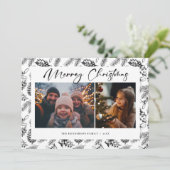 Botanische vintage kerstfoto feestdagenkaart (Staand voorkant)