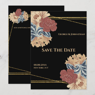 Botanische vintage oversized grote geschilderde bl save the date