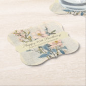 Botanische Vintaqe Wildflower 80e verjaardag Kartonnen Onderzetters (Gekanteld)