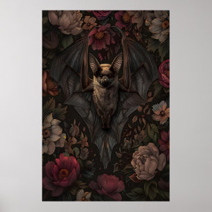 Botanische Vleermuis Gothische Druk, Donkere Acade Poster